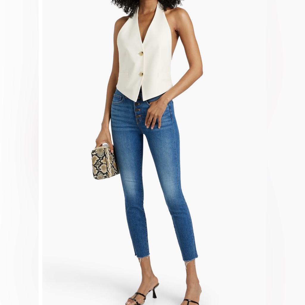 Veronica Beard Debbie Cropped High-Rise Skinny Jeans Size 0 Bright Stone Wash
